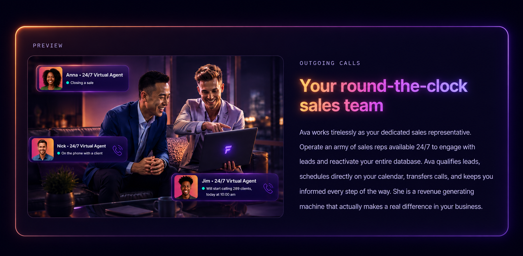 AI sales team making outbound calls around the clock